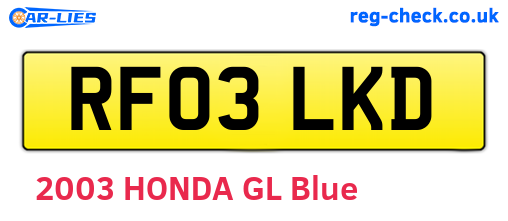 RF03LKD are the vehicle registration plates.
