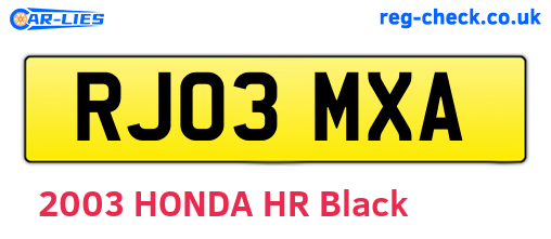 RJ03MXA are the vehicle registration plates.