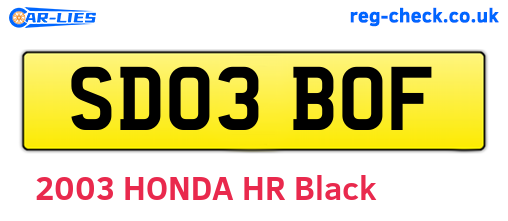 SD03BOF are the vehicle registration plates.