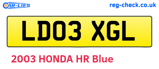 LD03XGL are the vehicle registration plates.