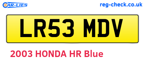 LR53MDV are the vehicle registration plates.