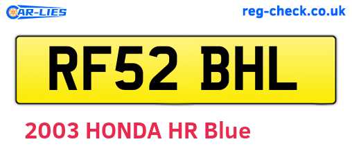RF52BHL are the vehicle registration plates.