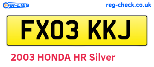FX03KKJ are the vehicle registration plates.