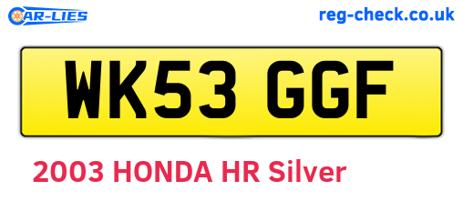 WK53GGF are the vehicle registration plates.