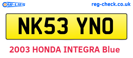 NK53YNO are the vehicle registration plates.