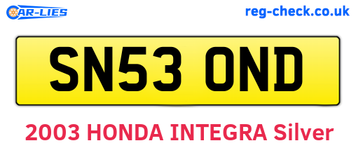 SN53OND are the vehicle registration plates.