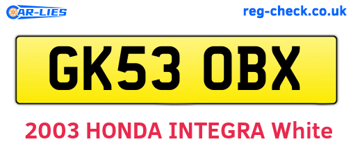 GK53OBX are the vehicle registration plates.