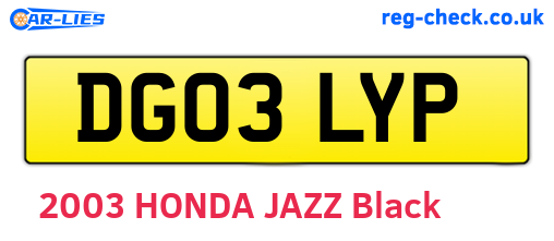 DG03LYP are the vehicle registration plates.