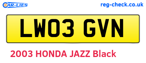 LW03GVN are the vehicle registration plates.