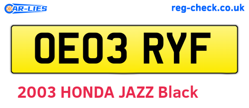 OE03RYF are the vehicle registration plates.