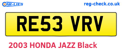 RE53VRV are the vehicle registration plates.