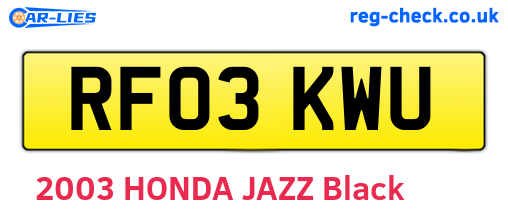RF03KWU are the vehicle registration plates.