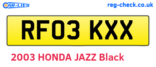 RF03KXX are the vehicle registration plates.