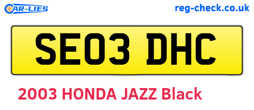 SE03DHC are the vehicle registration plates.