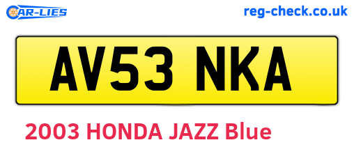 AV53NKA are the vehicle registration plates.