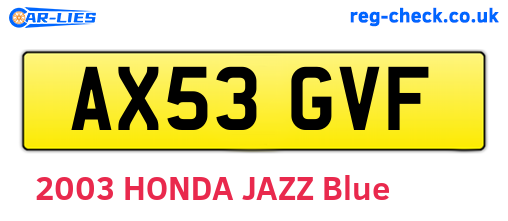 AX53GVF are the vehicle registration plates.