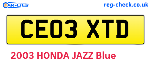 CE03XTD are the vehicle registration plates.