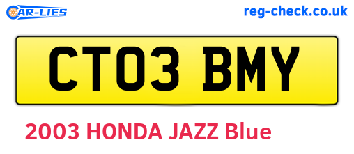 CT03BMY are the vehicle registration plates.