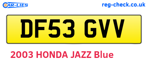 DF53GVV are the vehicle registration plates.