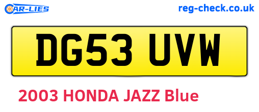 DG53UVW are the vehicle registration plates.