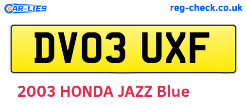 DV03UXF are the vehicle registration plates.