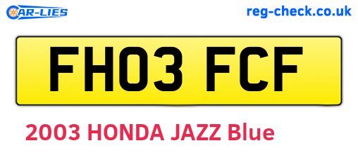 FH03FCF are the vehicle registration plates.