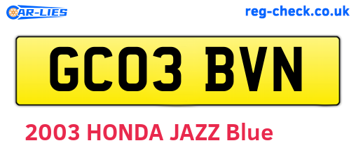 GC03BVN are the vehicle registration plates.