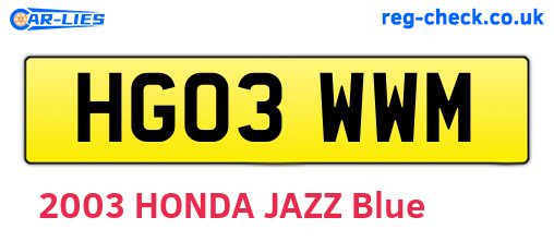 HG03WWM are the vehicle registration plates.