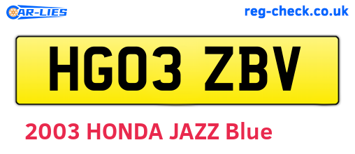 HG03ZBV are the vehicle registration plates.