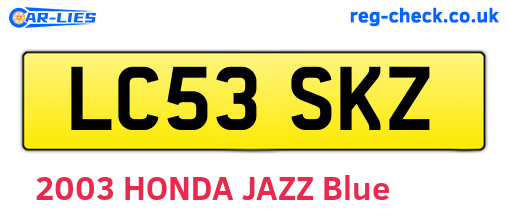 LC53SKZ are the vehicle registration plates.