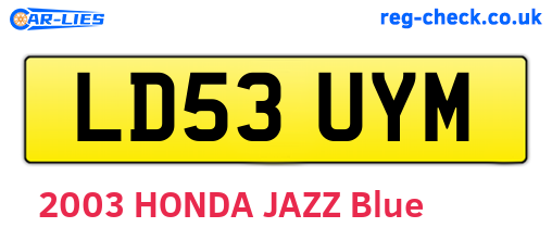 LD53UYM are the vehicle registration plates.