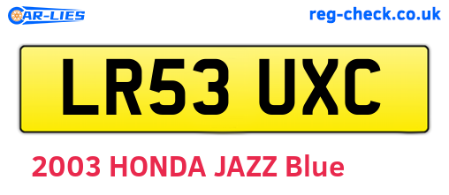LR53UXC are the vehicle registration plates.