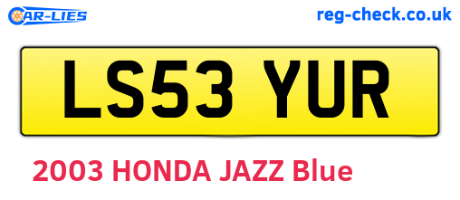 LS53YUR are the vehicle registration plates.