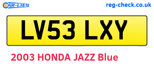 LV53LXY are the vehicle registration plates.