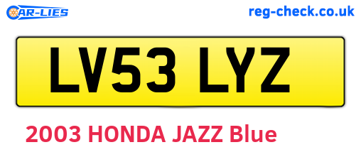 LV53LYZ are the vehicle registration plates.