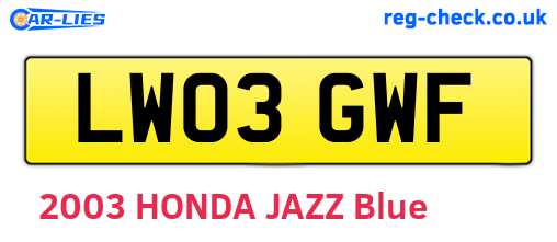 LW03GWF are the vehicle registration plates.