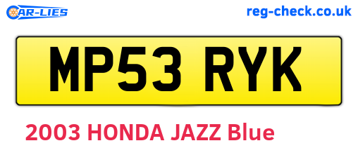 MP53RYK are the vehicle registration plates.