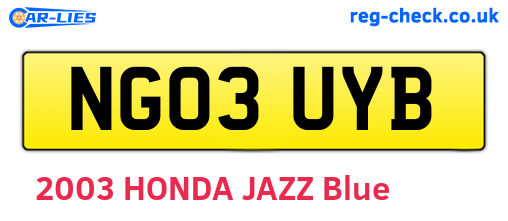 NG03UYB are the vehicle registration plates.