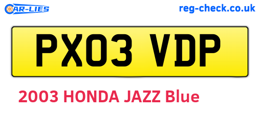PX03VDP are the vehicle registration plates.