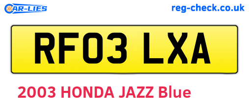 RF03LXA are the vehicle registration plates.