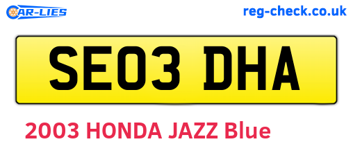 SE03DHA are the vehicle registration plates.
