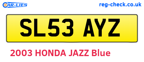SL53AYZ are the vehicle registration plates.