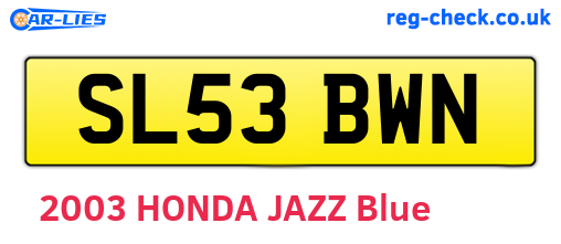 SL53BWN are the vehicle registration plates.
