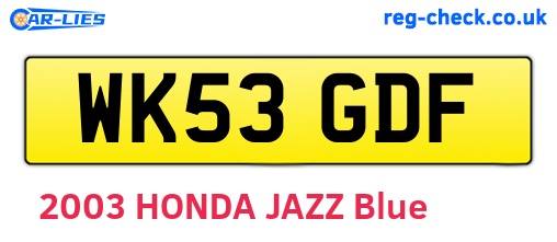 WK53GDF are the vehicle registration plates.