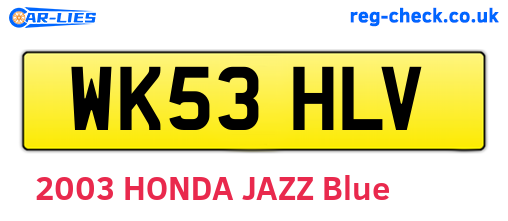 WK53HLV are the vehicle registration plates.