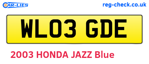 WL03GDE are the vehicle registration plates.