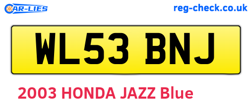 WL53BNJ are the vehicle registration plates.
