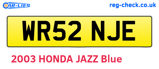 WR52NJE are the vehicle registration plates.