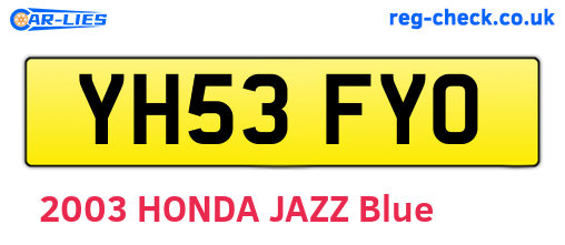 YH53FYO are the vehicle registration plates.