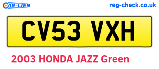 CV53VXH are the vehicle registration plates.